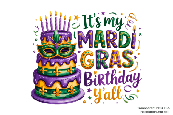 Celebrate with a Mardi Gras Birthday Carnival Cake PNG