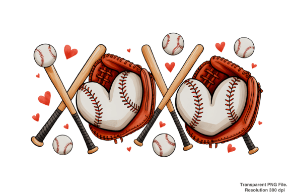 Love Meets the Diamond: Creating Unique Gifts with Valentine Baseball Png and Xoxo PNG