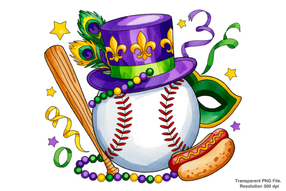 Mardi Gras Baseball PNG: Create Festive Gear